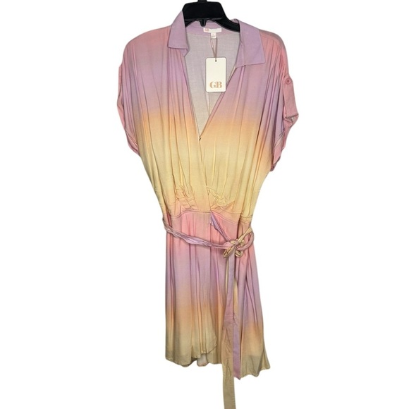 NWT Gianni Bini Pastel Multicolor Ombré Midi Wrap Dress Size Large - Picture 1 of 12
